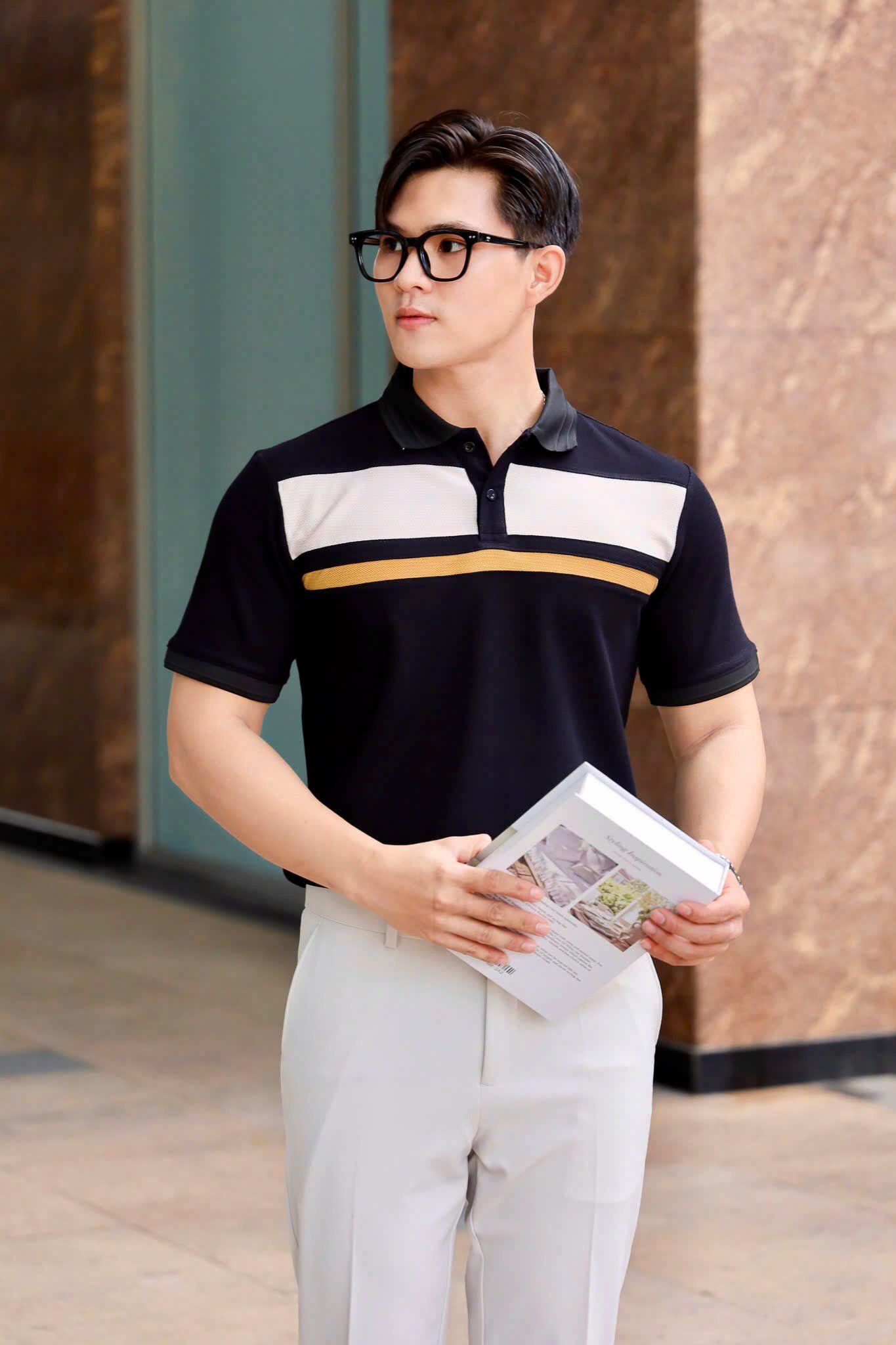 ÁO THUN POLO PHỐI ĐEN VH003861