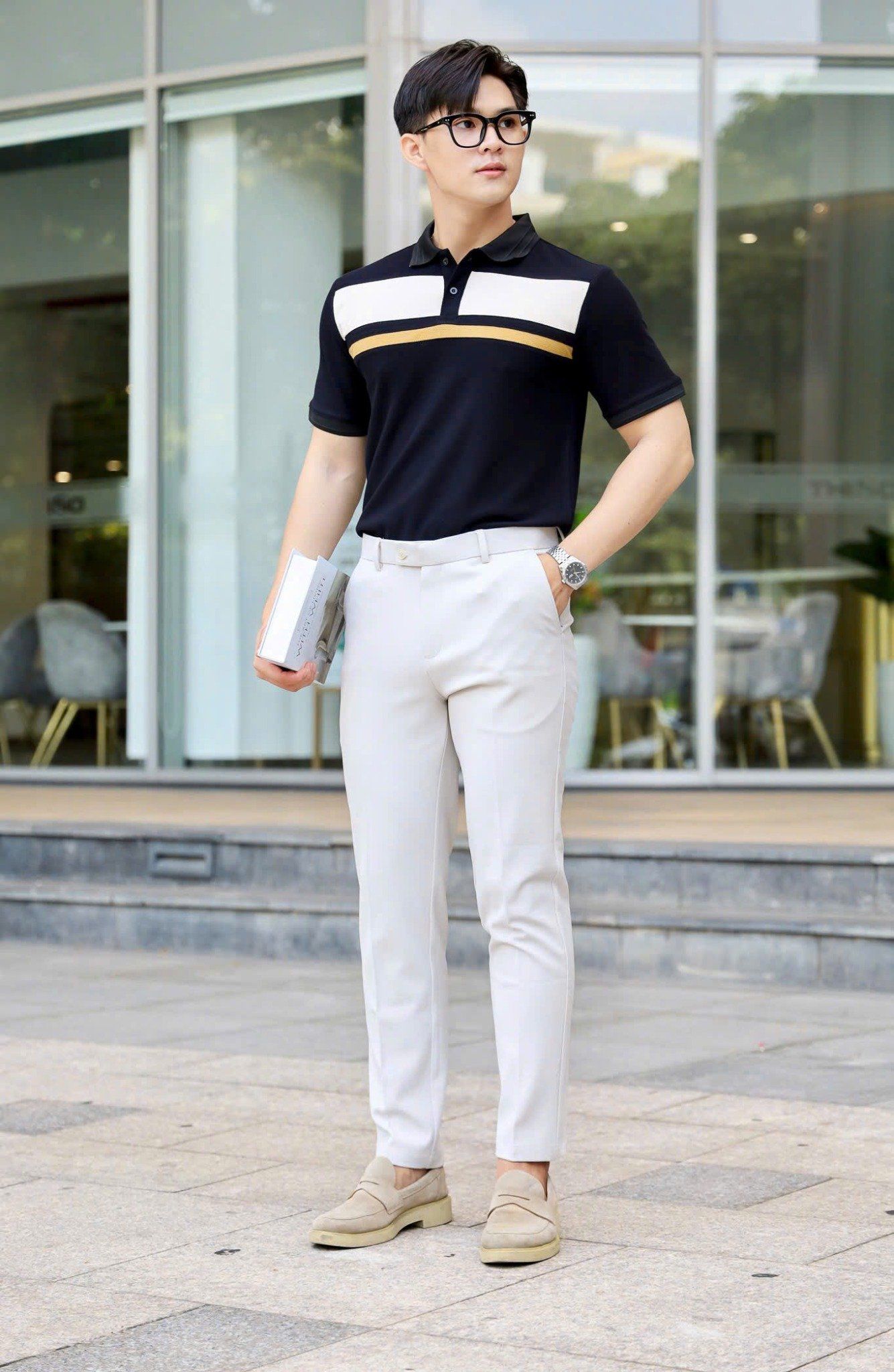ÁO THUN POLO PHỐI ĐEN VH003861