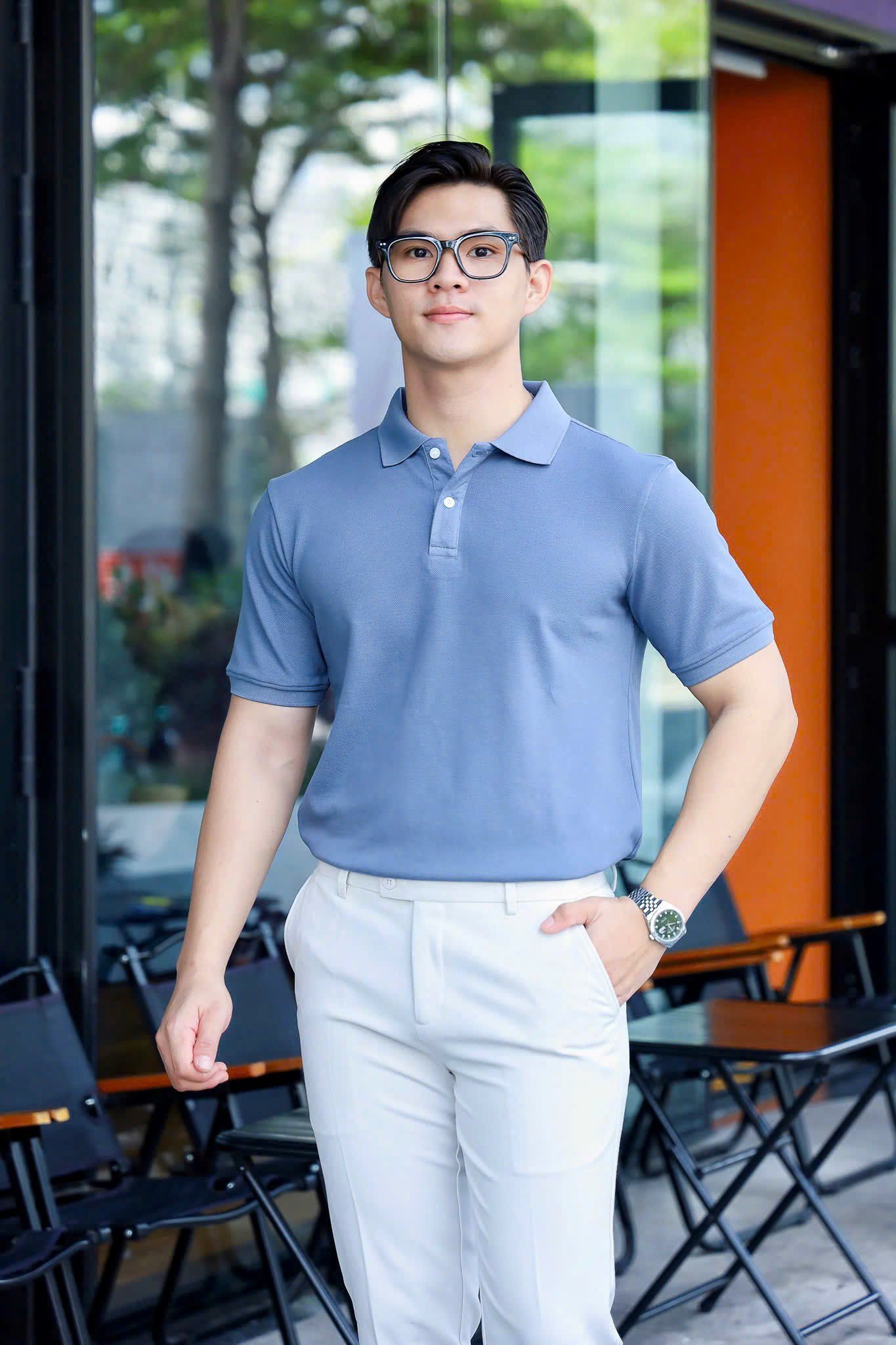ÁO THUN POLO XANH TRƠN VH003678