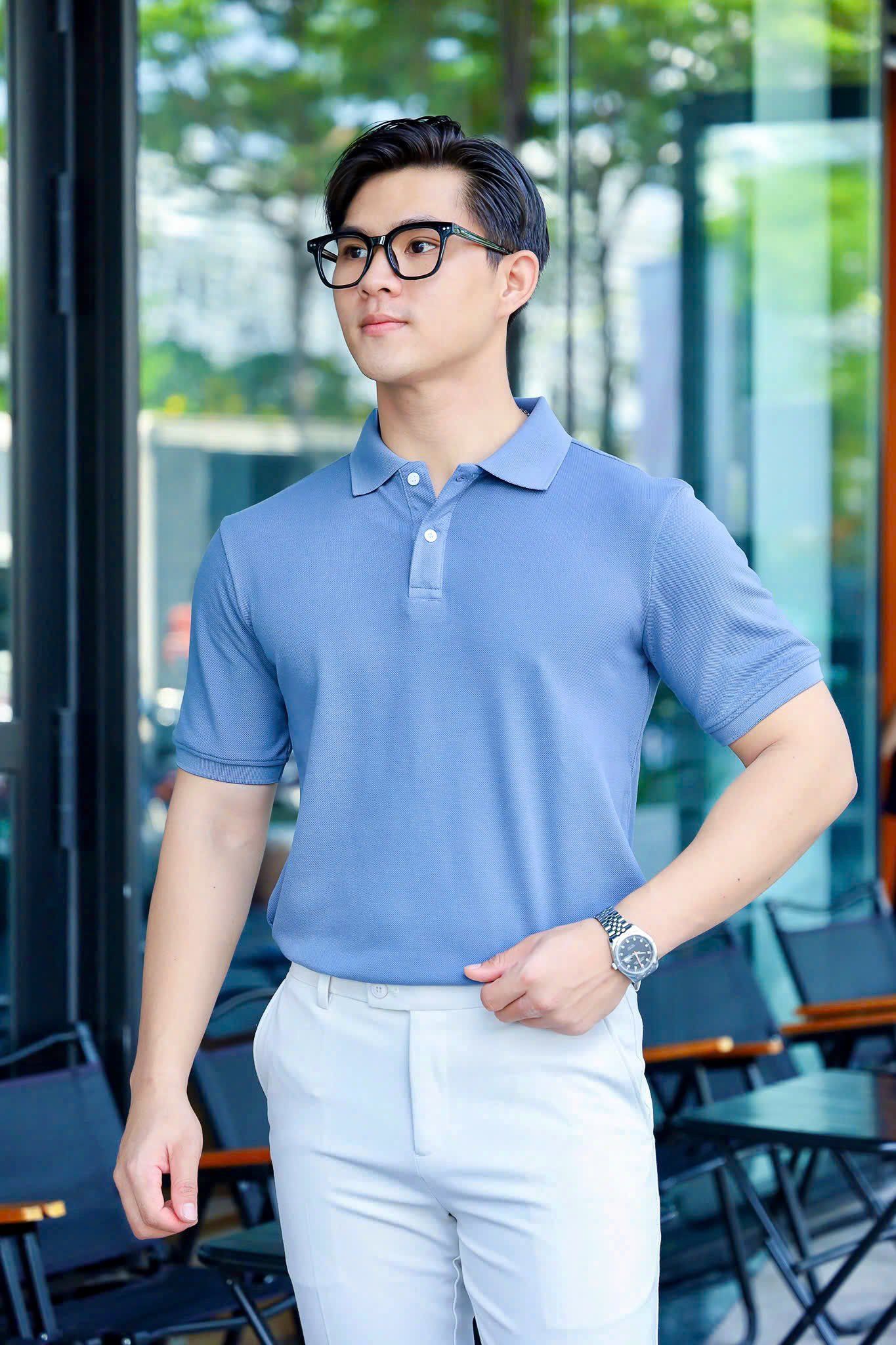 ÁO THUN POLO XANH TRƠN VH003678