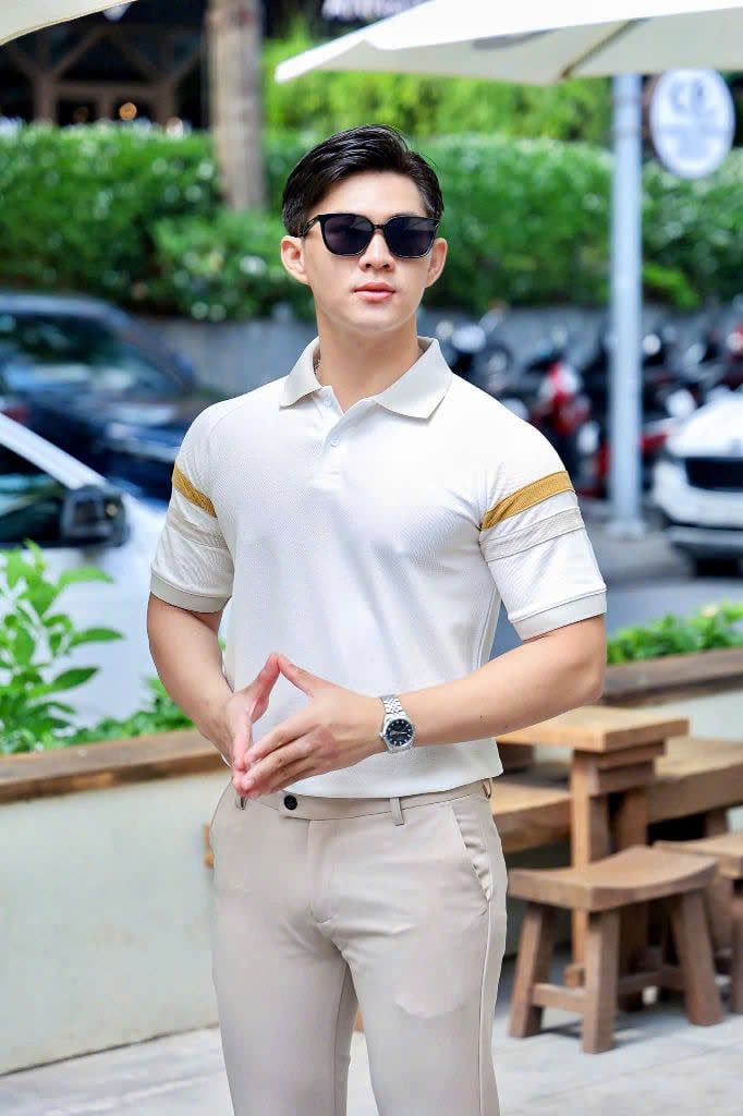 ÁO THUN POLO PHỐI TAY TRẮNG VH003873