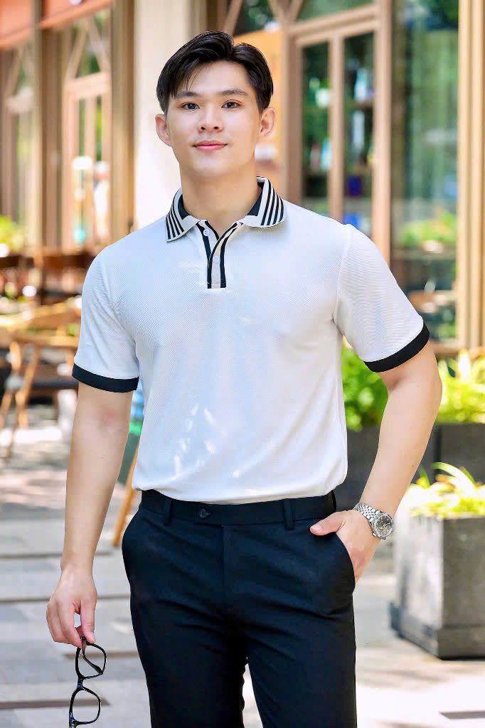 ÁO THUN POLO PHỐI CỔ TRẮNG VH003872
