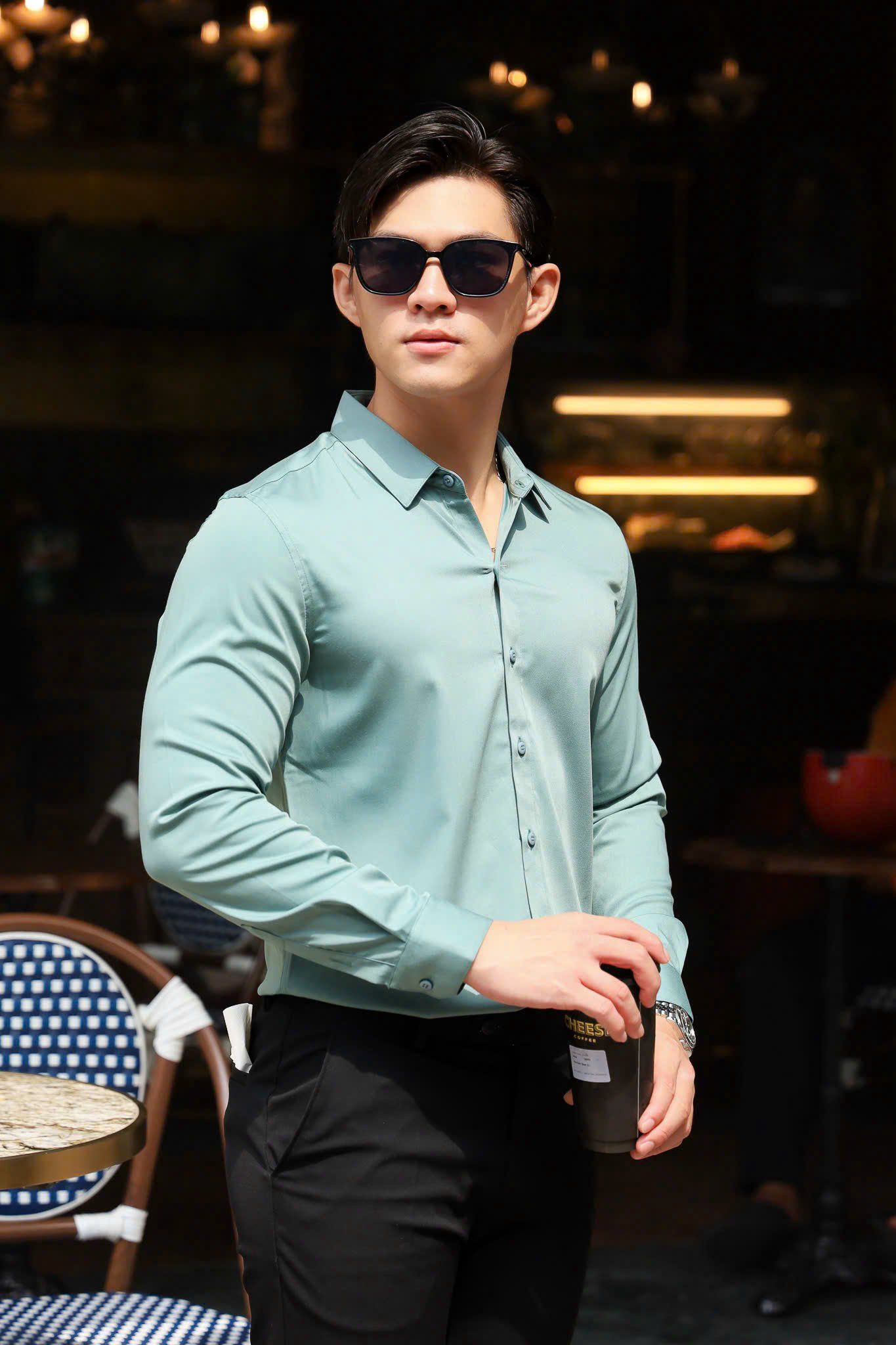 ÁO SƠ MI NAM TAY DÀI MÀU XANH ĐẬU