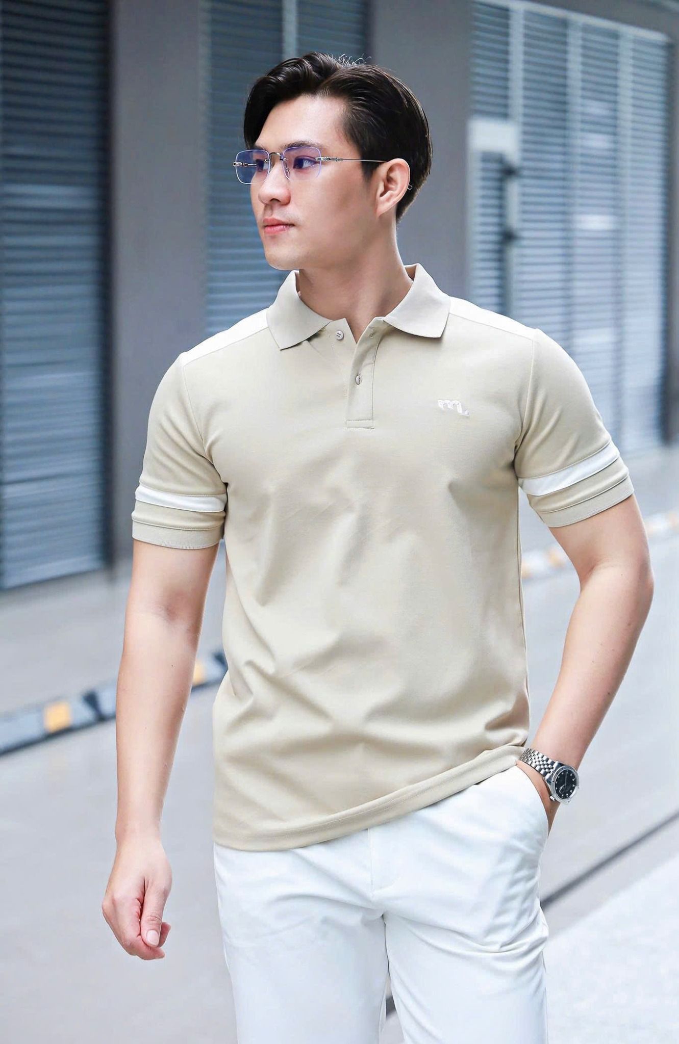 ÁO THUN POLO PHỐI VAI KEM VH003879