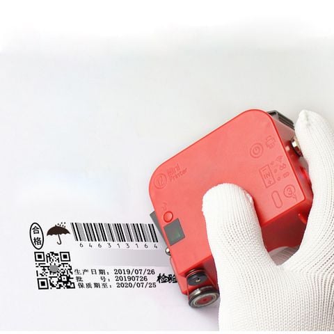 Máy in date mini cầm tay Promax DT-130Mini in logo, in hạn sử dụng, in mã qr, barcode (In trên bề mặt cong)