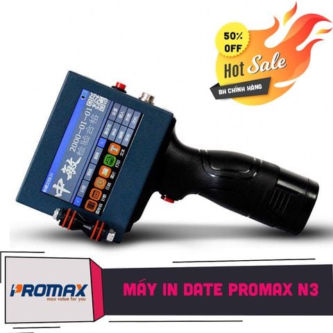 Máy in date cầm tay mini Promax Printer N3  in logo, in mã vạch, trên mọi vật liệu (Kèm Mực HP, BH 1 tháng)