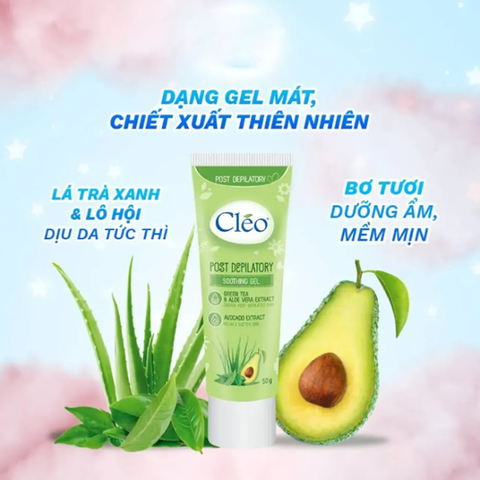 Gel Dưỡng Da Sau Tẩy Lông Cleo 50g Trà Xanh & Lô Hội