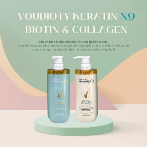 Cặp Gội Xả Biotin Keratin X9 500ml