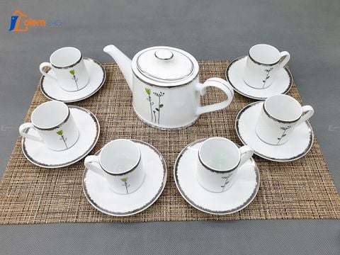 Bộ Tách Trà Bình Oval - Sứ Cao Cấp - Tráng Men Trắng