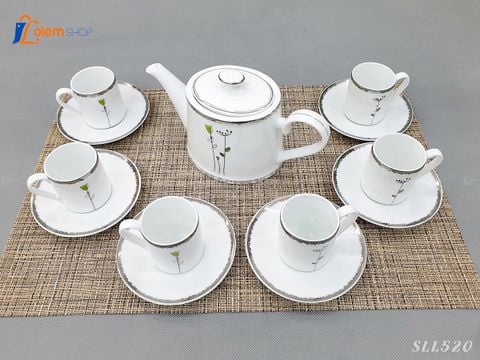 Bộ Tách Trà Bình Oval - Sứ Cao Cấp - Tráng Men Trắng