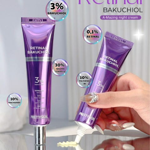 Kem Dưỡng Ban Đêm Prettyskin Retinal Bakuchiol 30ml, Tái Tạo Phục Hồi Da