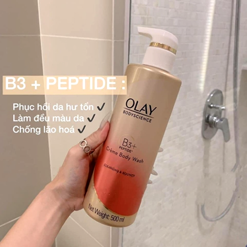 Sữa Tắm Olay 500ml B3+ Peptide Cleansing & Bouncy