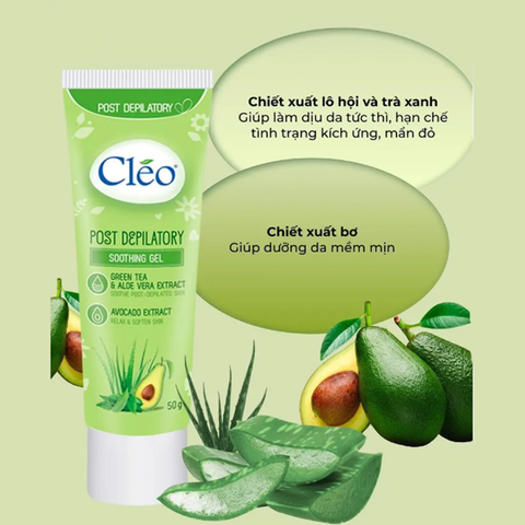 Gel Dưỡng Da Sau Tẩy Lông Cleo 50g Trà Xanh & Lô Hội