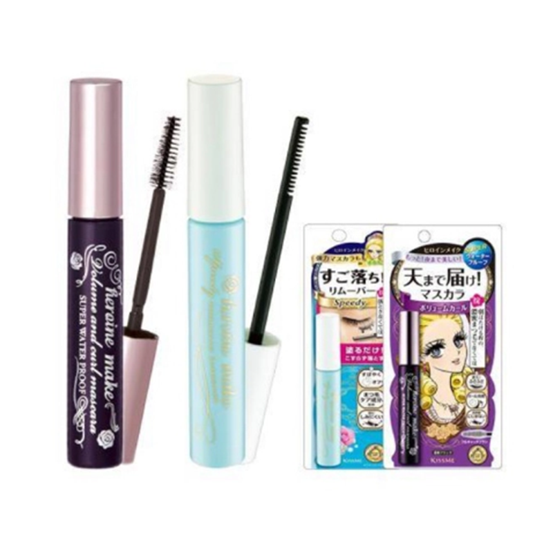 Set Mascara Và Tẩy Trang Mascara Kiss Me Tím Dày Và Cong Mi