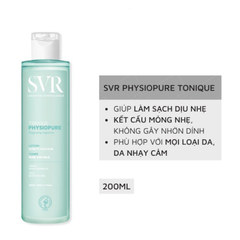 Nước Hoa Hồng Svr 200ml Physiopure Tonique Không Cồn, Dành cho da nhạy cảm