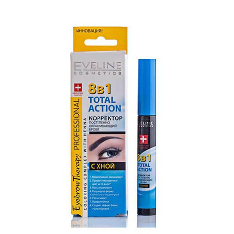 Dưỡng Mày Eveline 8b1 Total Action 10ml, Phục hồi và nuôi dưỡng lông mày mọc dài, rậm, chắc khoẻ