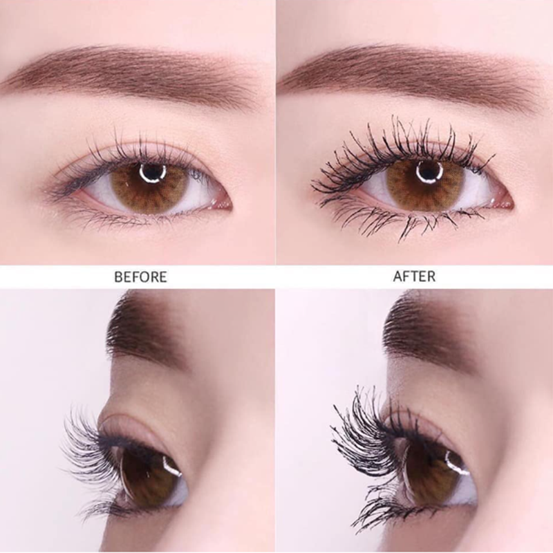 Set Mascara Và Tẩy Trang Mascara Kiss Me Tím Dày Và Cong Mi