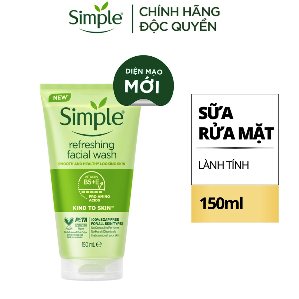 Sữa Rửa Mặt Simple Kind To Skin Refreshing Facial Wash Gel