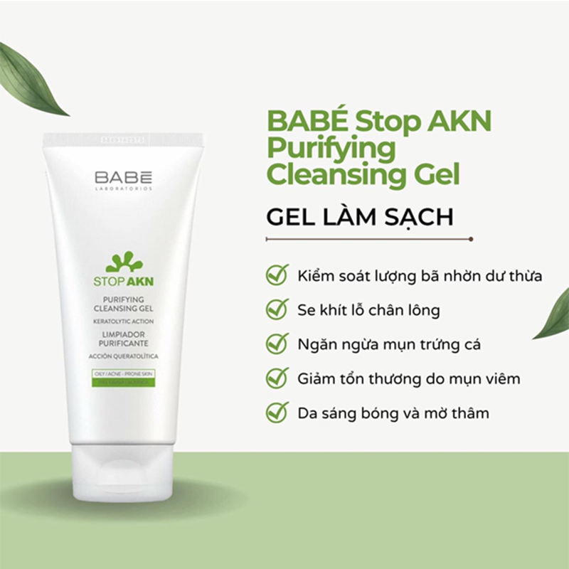 Sữa Rửa Mặt Babe Stop Akn Purifying Cleansing 200ml, làm sạch sâu và điều  tiết dầu thừa cho daSữa Rửa Mặt Babe Stop Akn Purifying Cleansing 200ml,  làm sạch sâu và đ –