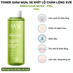 Nước Hoa Hồng Svr 150ml Sebiaclear Micro Peel Giảm Mụn