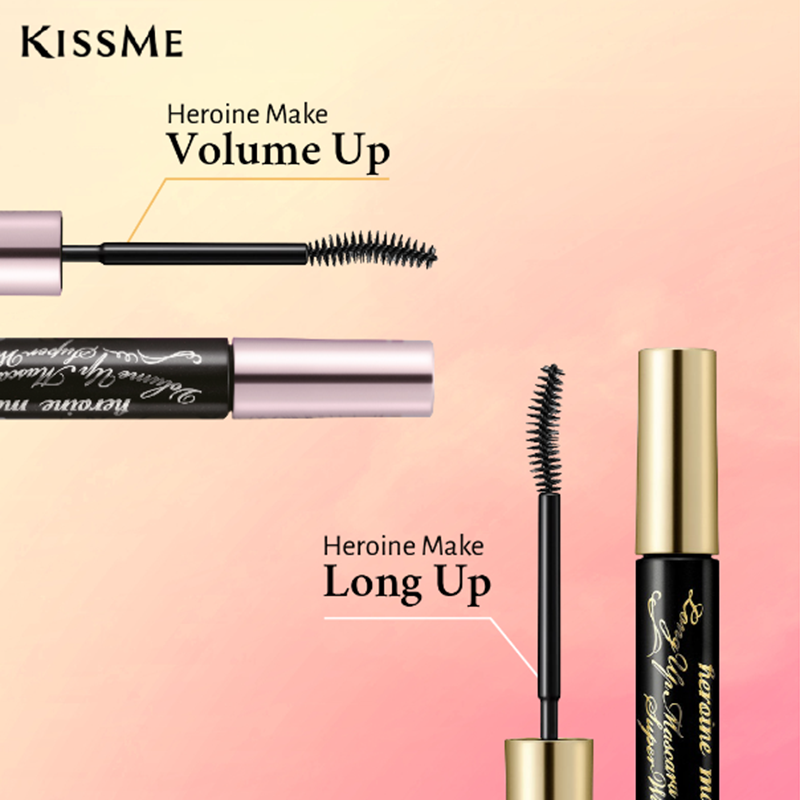 Set Mascara Và Tẩy Trang Mascara Kiss Me Tím Dày Và Cong Mi