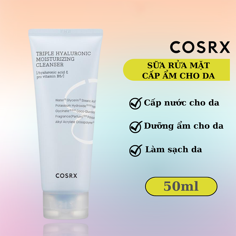 Sữa Rửa Mặt Cosrx 50ml Riple Hyaluronic Moisturizing Cleanser Dưỡng Ẩm