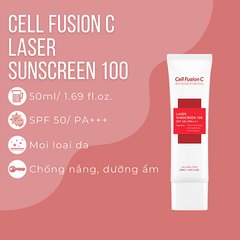 Kem Chống Nắng Cell Fusion C 50ml Laser Sunscreen 100 Spf50 Đỏ, Dành cho da nhạy cảm