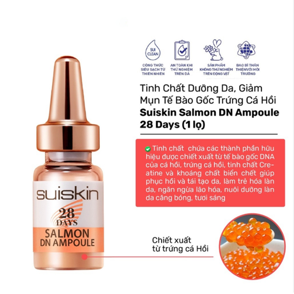 Serum Suiskin Tế Bào Gốc Trứng Cá Hồi 2ml  28 Days Lẻ, Giúp nâng cơ, làm trẻ hoá da làn da, ngăn ngừa lão hóa