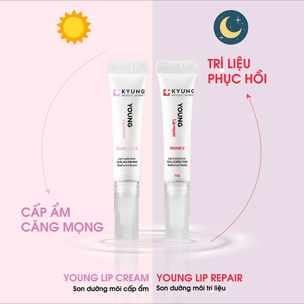 Combo 2 Son Dưỡng Kyung Lab Young Lip 10g, dưỡng phục hồi và cấp ẩm cho môi