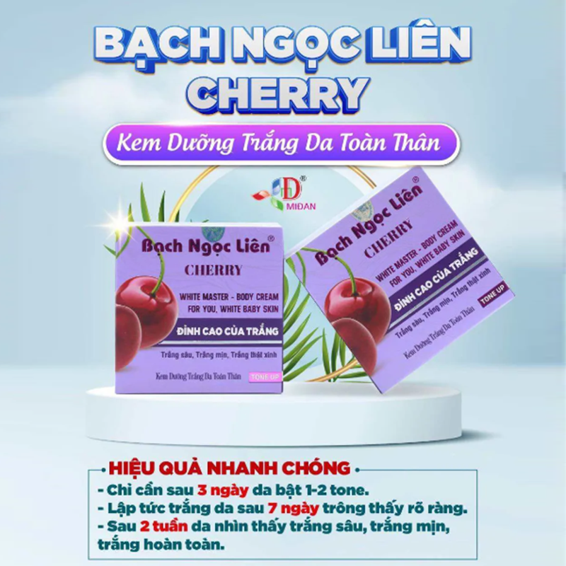 Kem Body Bạch Ngọc Liên Cherry 120g, Tăng sự đàn hồi,l àm da săn chắc da