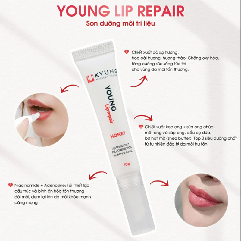 Combo 2 Son Dưỡng Kyung Lab Young Lip 10g, dưỡng phục hồi và cấp ẩm cho môi