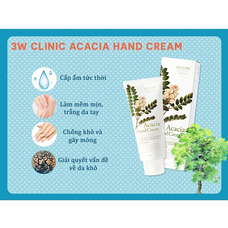 Kem dưỡng da tay 3W Clinic Acacia Hand Cream 100ml