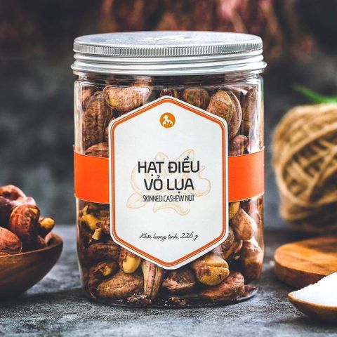 Hạt Điều Vỏ Lụa, 225g, Hũ, Mẫu Nắp Nhôm, L'angfarm