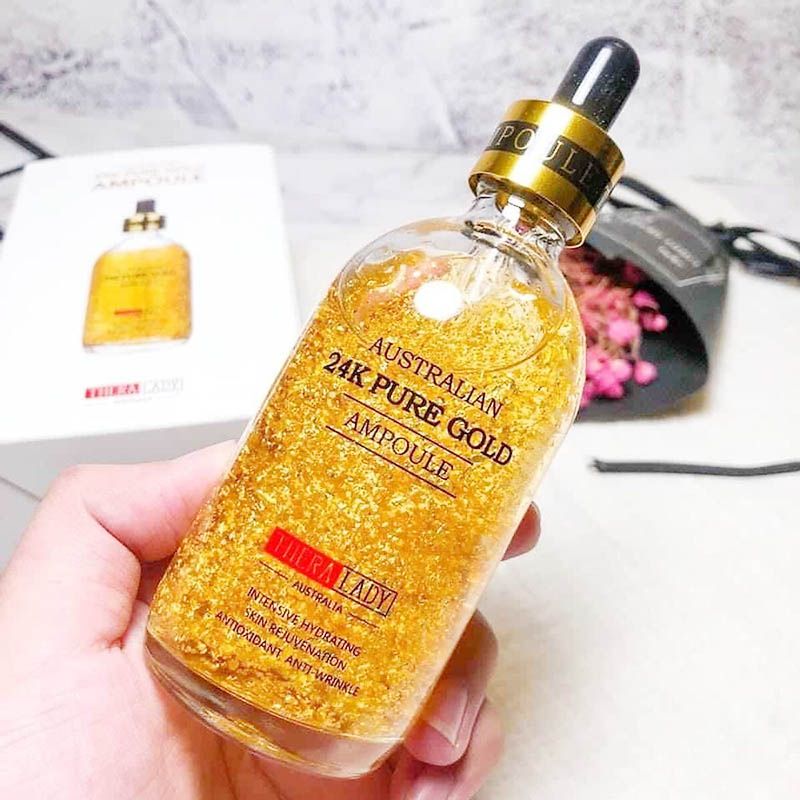 Tinh Chất Vàng 24k Thera Lady Pure Gold Ampoule 100ml Xóa nhăn, nâng cơ, giúp da trắng mịn