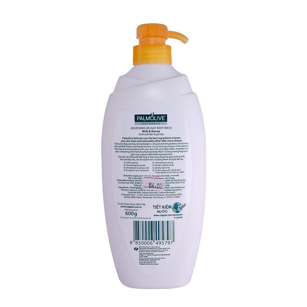 Sữa tắm chiết xuất Mật Ong & Sữa Palmolive Nourishing Delight Body Wash Milk & Honey 600g