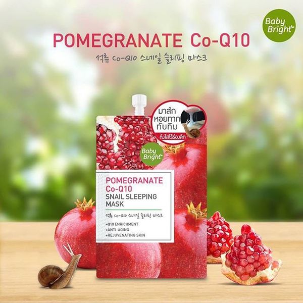 Mặt nạ ngủ baby bright pomegranate co-q10 snail cleeping mask 10g