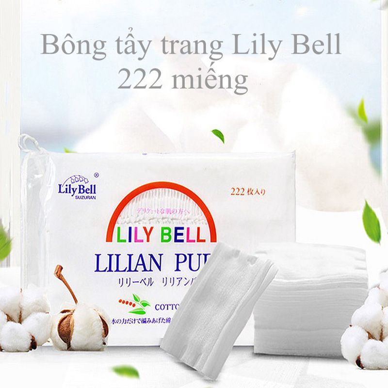 Bông Tẩy Trang Lily Bell 222M, Dai, mềm thấm hút tốt 100% cotton