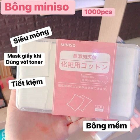 Hộp Bông Tẩy Trang Miniso 1000 Miếng, Mềm mại, không gây kích ứng da