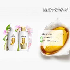 Cặp Gội Xả Pantene Nhật 270g Extra Damage, giúp ngăn ngừa rụng tóc và cung cấp vitamin, tăng cường nuôi dưỡng tóc