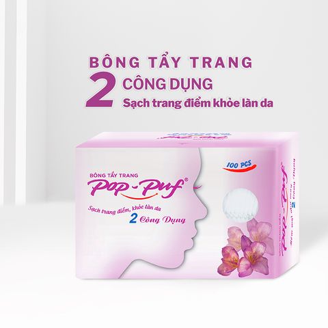 Bông Tẩy Trang Pop-Puf 100 miếng, mềm, mịn thấm hút tốt