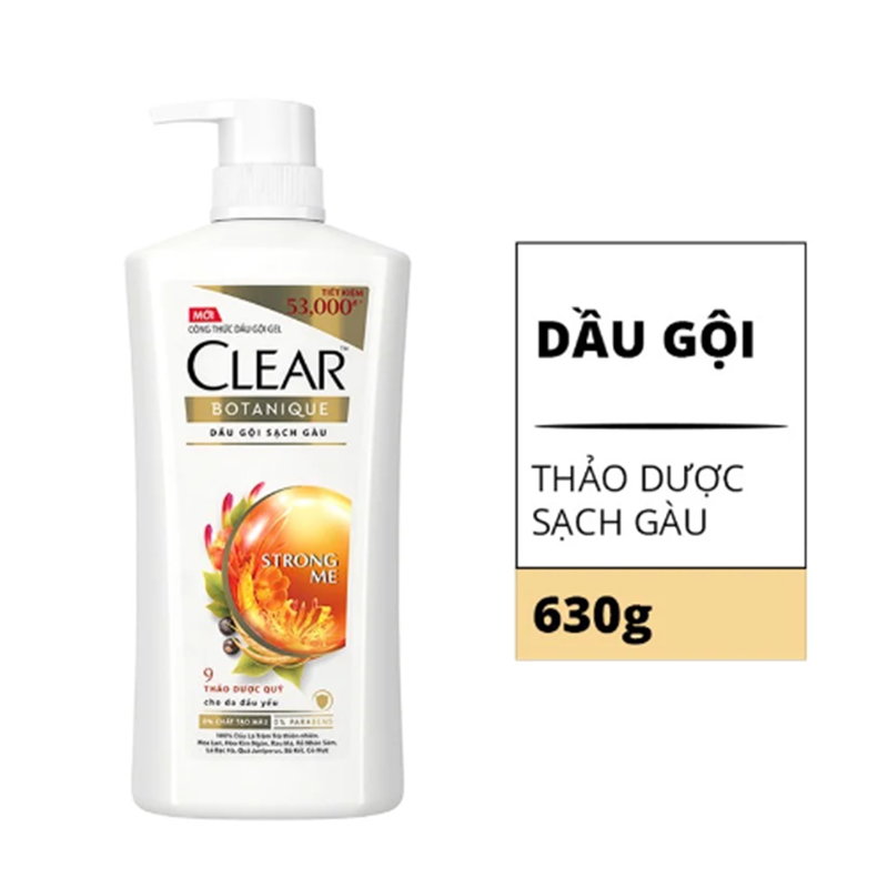 Dầu Gội Trị Gàu Clear Botanique 630g, Giúp da đầu sạch khỏe, ngăn ngừa gàu ngứa, mang đến mái tóc bóng mượt