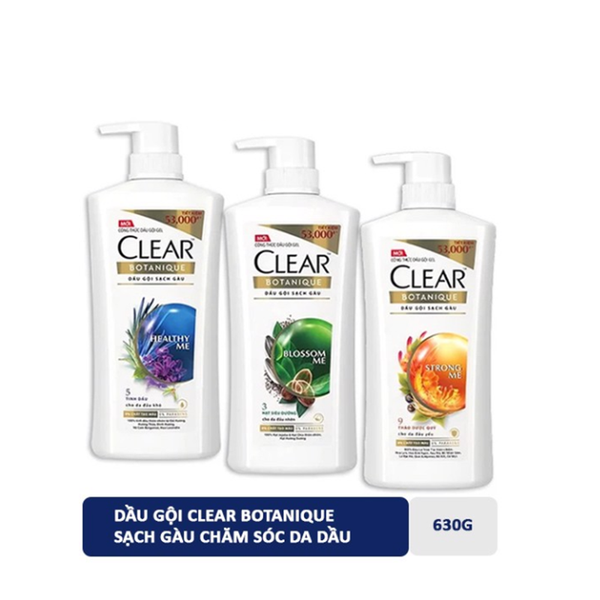 Dầu Gội Trị Gàu Clear Botanique 630g, Giúp da đầu sạch khỏe, ngăn ngừa gàu ngứa, mang đến mái tóc bóng mượt