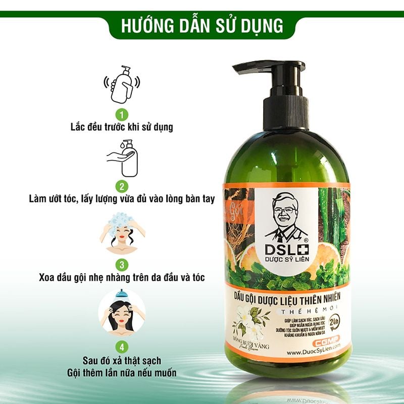 Dầu Gội Dược Sỹ Liên 500g Bông Bưởi Vàng