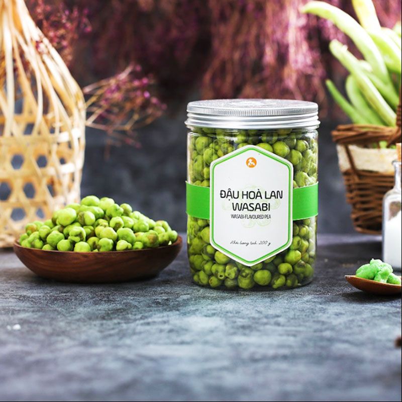 Đậu Hoà Lan Wasabi, 200g, Hũ, Mẫu Nắp Nhôm, L'angfarm