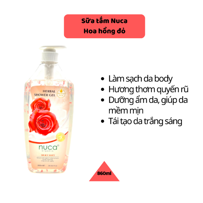 Sữa Tắm Nuca 860ml, Cung cấp độ ẩm cho da, làm dịu da, chống oxy hoá