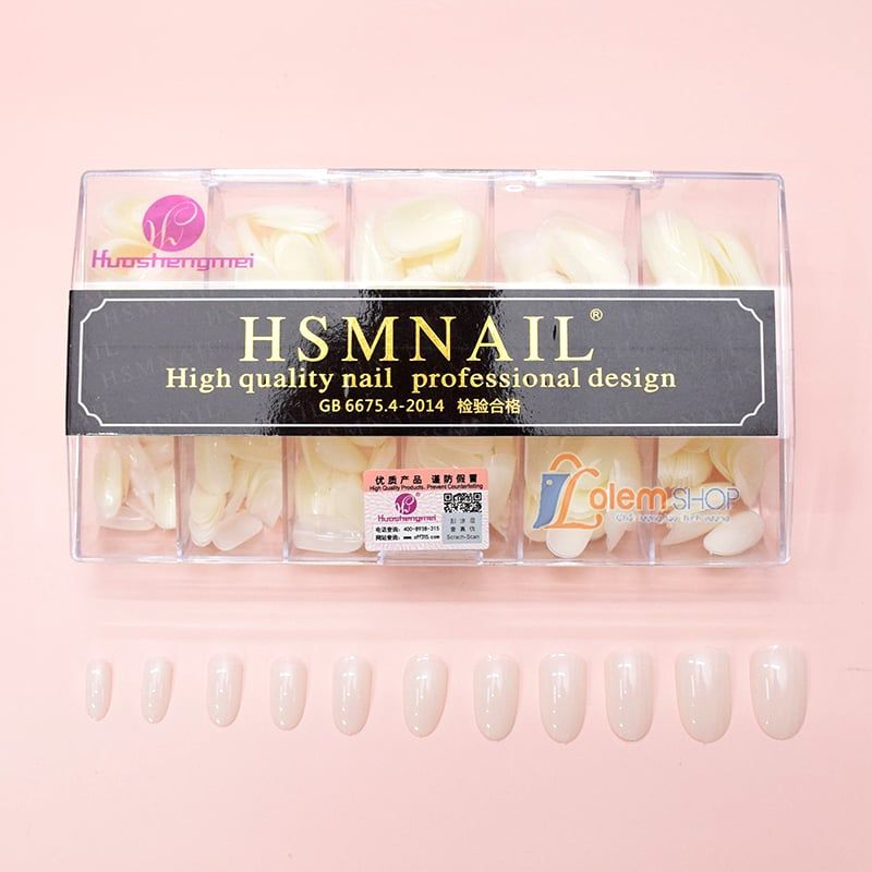 Móng up HSM, Hộp 500 móng ốp đủ size, đủ phom thang, vuông, nhọn, tròn nhọn