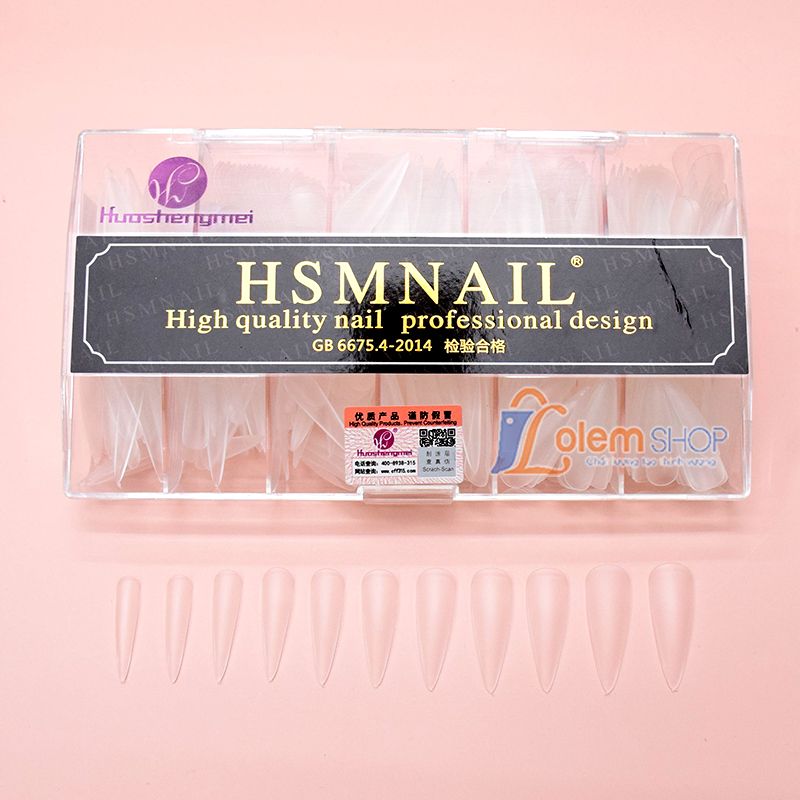 Móng up HSM, Hộp 500 móng ốp đủ size, đủ phom thang, vuông, nhọn, tròn nhọn