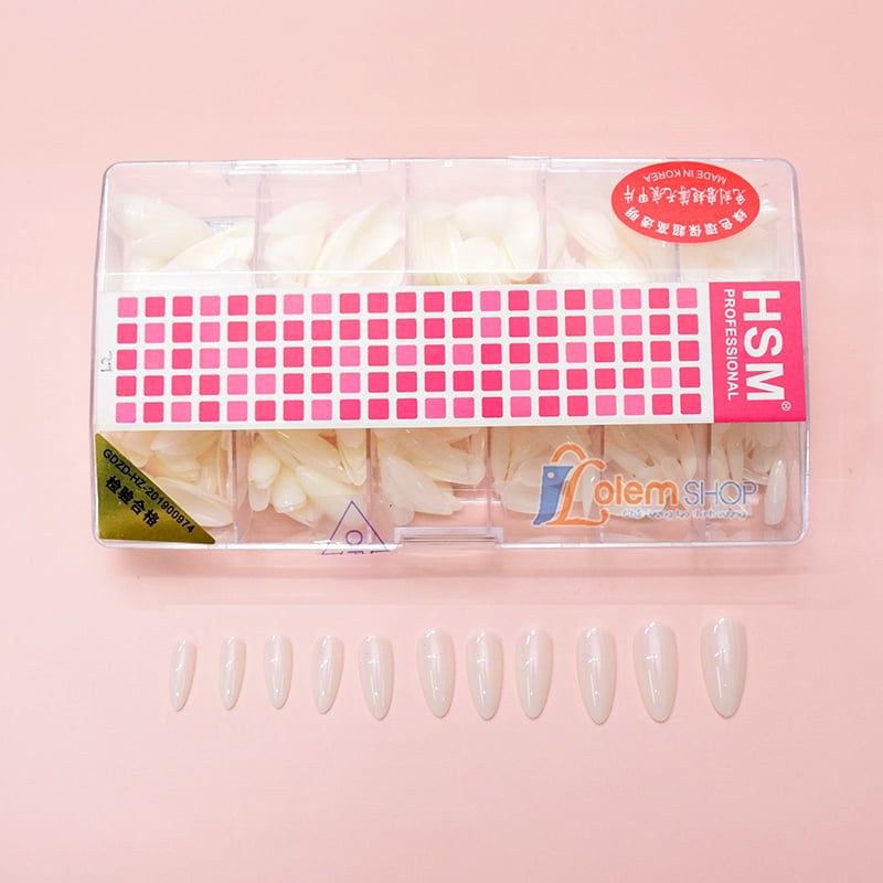 Móng up HSM, Hộp 500 móng ốp đủ size, đủ phom thang, vuông, nhọn, tròn nhọn
