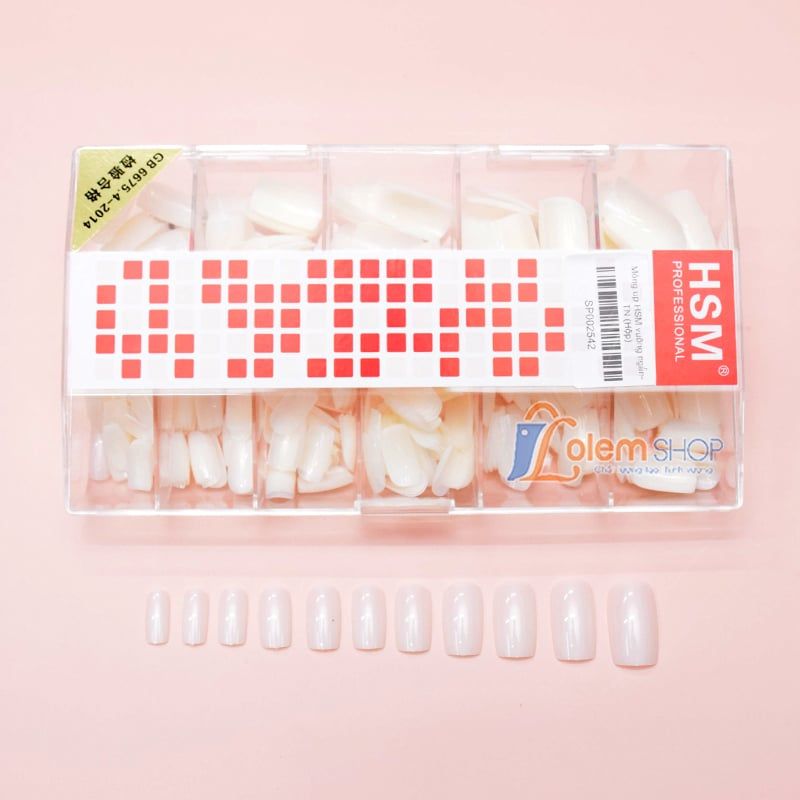 Móng up HSM, Hộp 500 móng ốp đủ size, đủ phom thang, vuông, nhọn, tròn nhọn