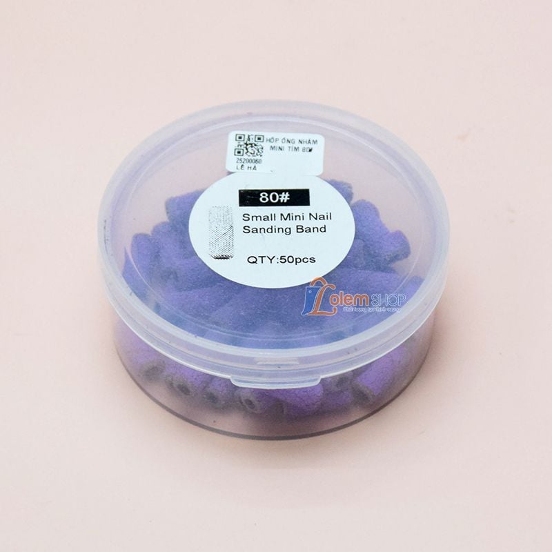 Hộp Ống Nhám Mini Tím, Dùng gắn đầu trục mài nail, Nhiều kích thước